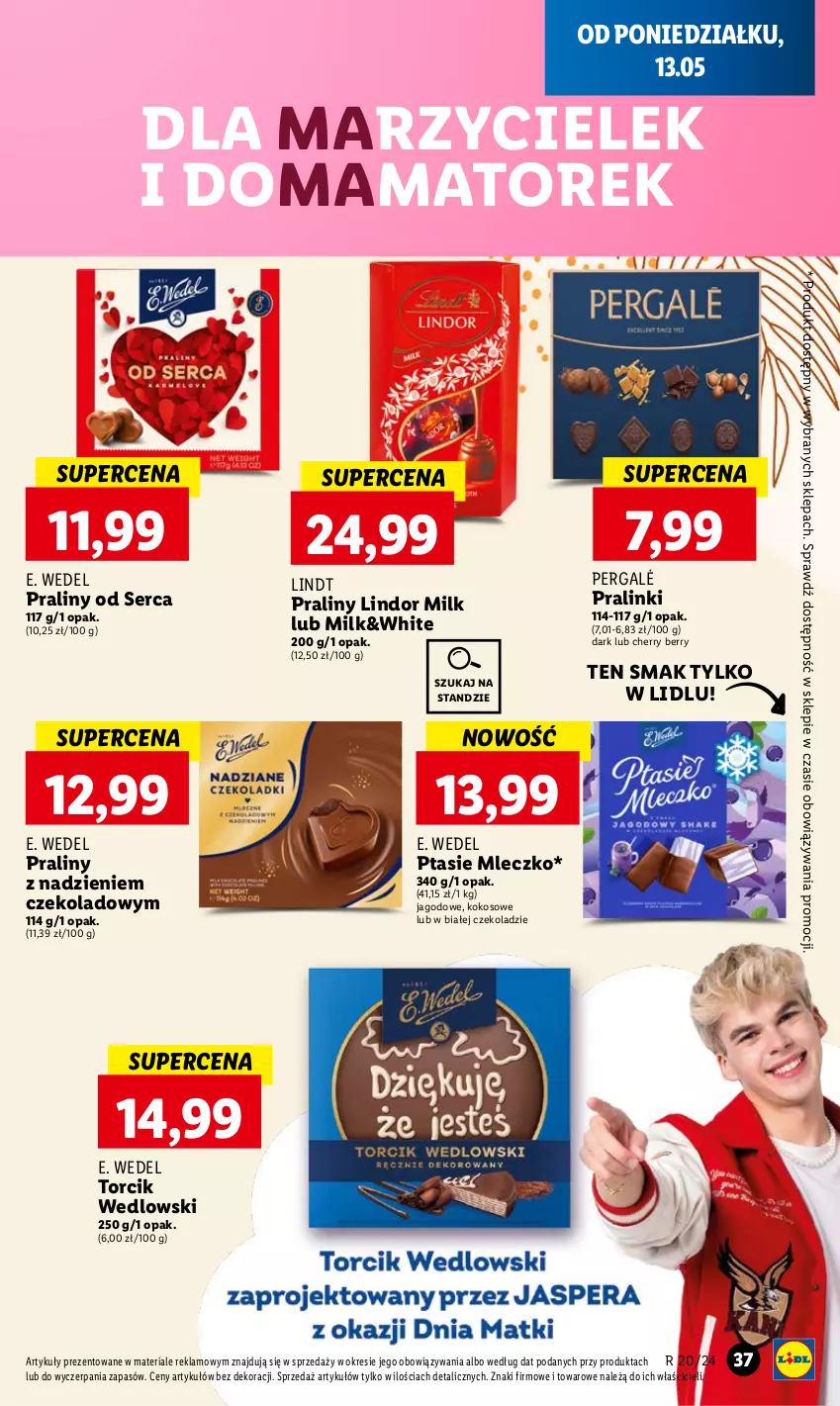 Gazetka promocyjna Lidl - GAZETKA - ważna 13.05 do 15.05.2024 - strona 41 - produkty: E. Wedel, Kokos, Lindor, Lindt, Mleczko, Praliny, Ptasie mleczko, Ser