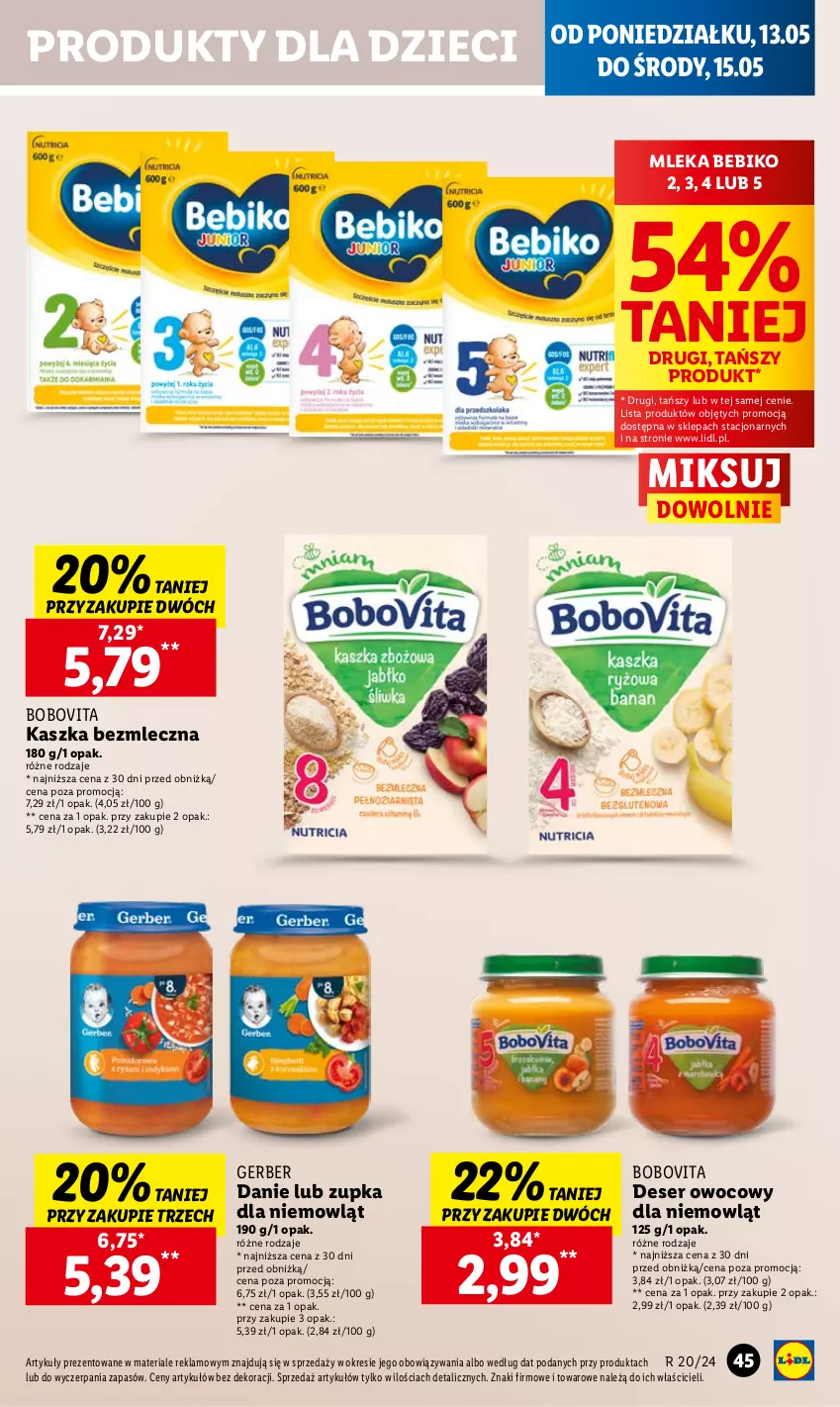 Gazetka promocyjna Lidl - GAZETKA - ważna 13.05 do 15.05.2024 - strona 49 - produkty: Bebiko, BoboVita, Deser, Deser owocowy, Dzieci, Gerber, Ser