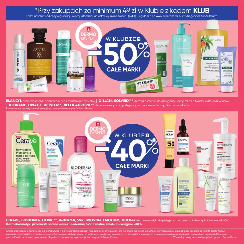 Gazetka promocyjna Super Pharm - Gazetka - ważna 15.05 do 21.05.2025 - strona 3 - produkty: A-derma, Bell, Bella, Bioderma, CeraVe, Ducray, Emolium, Iwostin, Klorane, Kosmetyki do pielęgnacji, Lierac, Oillan, SVR
