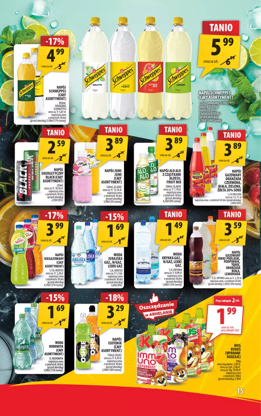 Gazetka promocyjna Arhelan - Gazetka - ważna 14.06 do 23.06.2024 - strona 15 - produkty: Fa, Gin, Hellena, Inka, Lack, Napój, Oranżada, Oshee, Podlaski, Por, Tonik, Woda