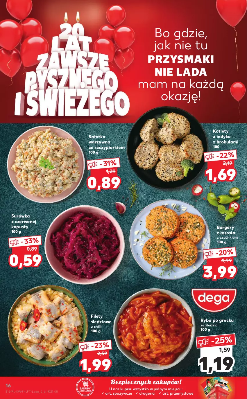 Gazetka promocyjna Kaufland - OFERTA TYGODNIA - ważna 14.10 do 20.10.2021 - strona 16 - produkty: Burger, Kotlet, Piec, Przysmaki, Ryba, Ryba po grecku, Sałat, Sałatka, Sałatka warzywna, Sos, Surówka