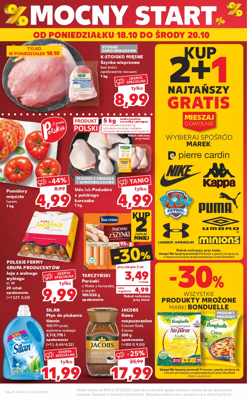 Gazetka promocyjna Kaufland - OFERTA TYGODNIA - ważna 14.10 do 20.10.2021 - strona 56 - produkty: Bonduelle, Gra, Jacobs, Jaja, Kawa, Kawa rozpuszczalna, Kurczak, Parówki, Płyn do płukania, Pomidory, Produkty mrożone, Silan, Szynka, Szynka wieprzowa, Tarczyński, Waga