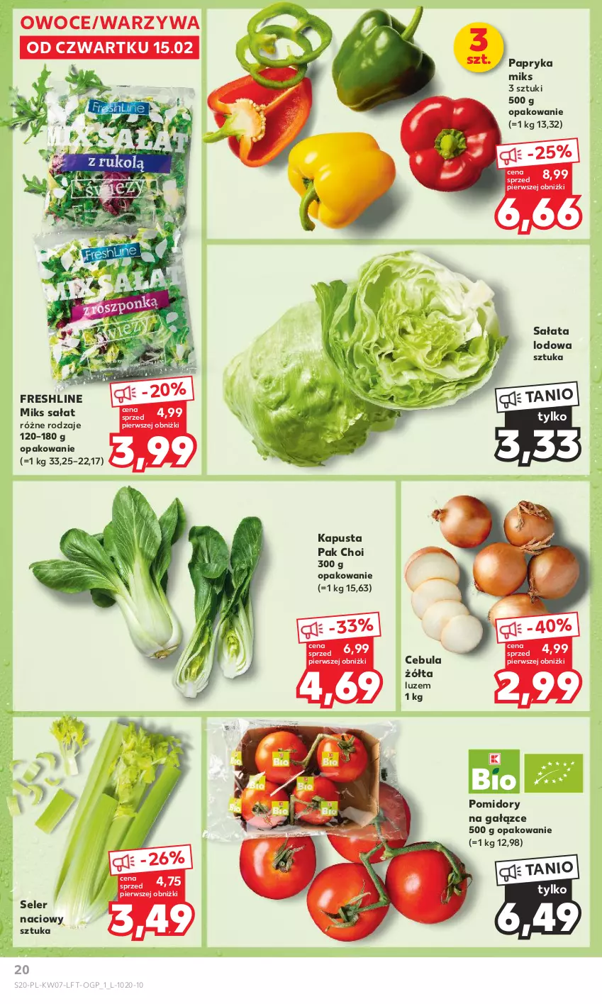 Gazetka promocyjna Kaufland - Gazetka tygodnia - ważna 15.02 do 21.02.2024 - strona 20 - produkty: Cebula, Owoce, Papryka, Pomidory, Sałat, Sałata lodowa, Seler naciowy, Warzywa