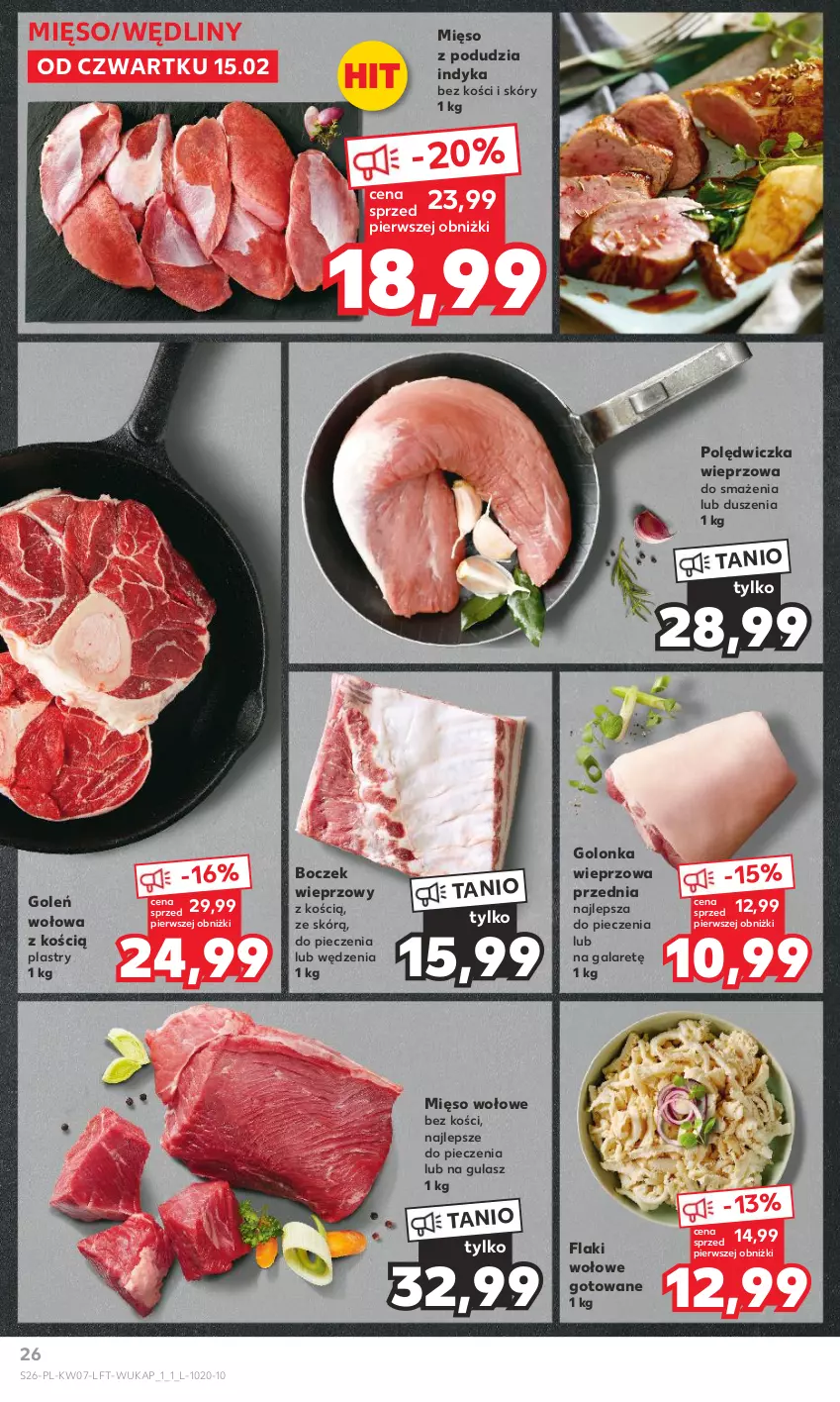 Gazetka promocyjna Kaufland - Gazetka tygodnia - ważna 15.02 do 21.02.2024 - strona 26 - produkty: Boczek, Boczek wieprzowy, Flaki, Flaki wołowe, Gala, Golonka wieprzowa, Mięso, Mięso wołowe, Piec, Polędwiczka wieprzowa