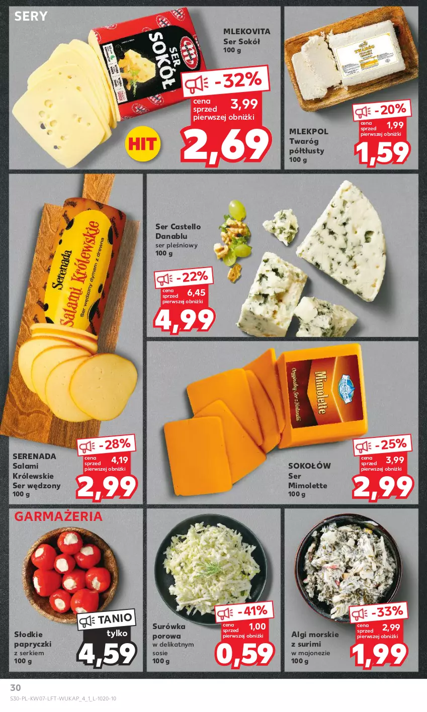 Gazetka promocyjna Kaufland - Gazetka tygodnia - ważna 15.02 do 21.02.2024 - strona 30 - produkty: Królewski, LG, Majonez, Mimolette, Mleko, Mlekovita, Por, Salami, Ser, Ser pleśniowy, Sok, Sokół, Sokołów, Sos, Surimi, Surówka, Twaróg, Twaróg półtłusty