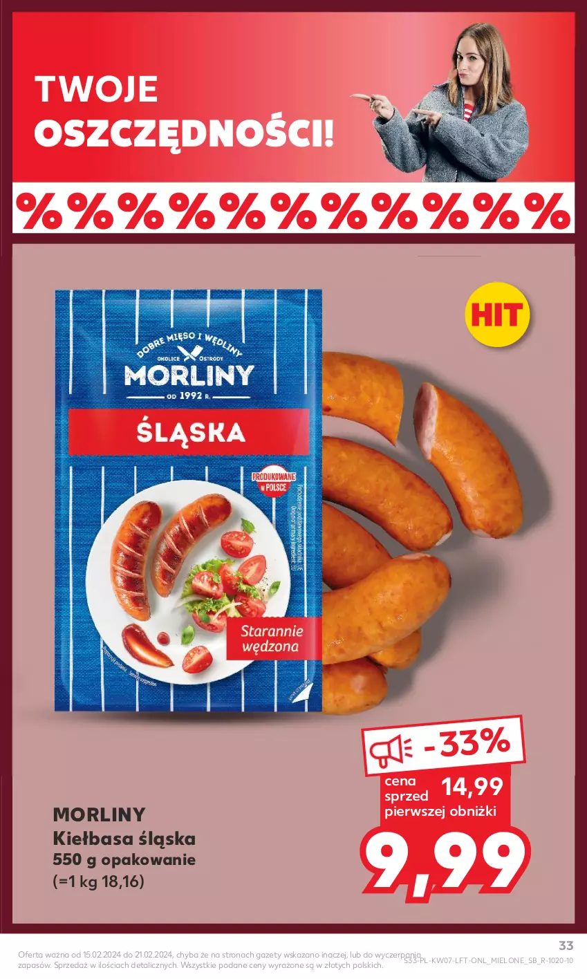 Gazetka promocyjna Kaufland - Gazetka tygodnia - ważna 15.02 do 21.02.2024 - strona 33 - produkty: Kiełbasa, Kiełbasa śląska, Morliny