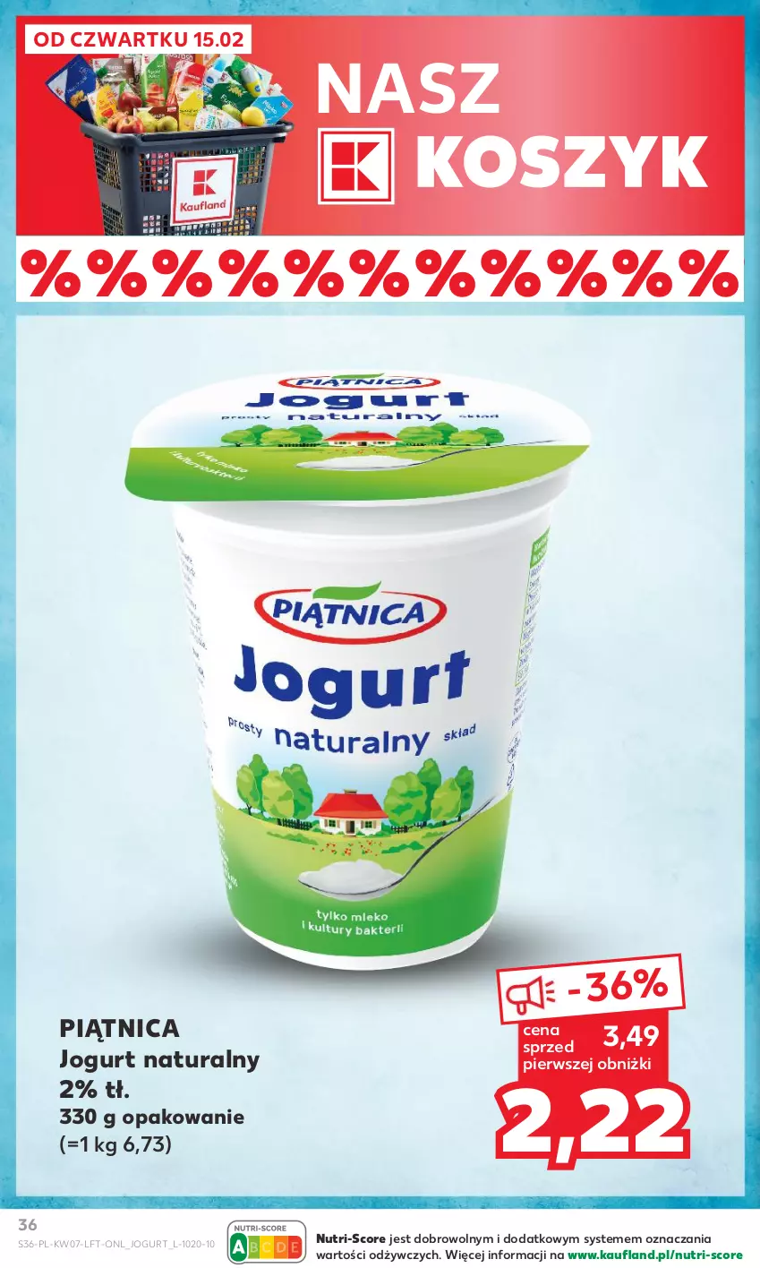 Gazetka promocyjna Kaufland - Gazetka tygodnia - ważna 15.02 do 21.02.2024 - strona 36 - produkty: Jogurt, Jogurt naturalny, Kosz, Piątnica