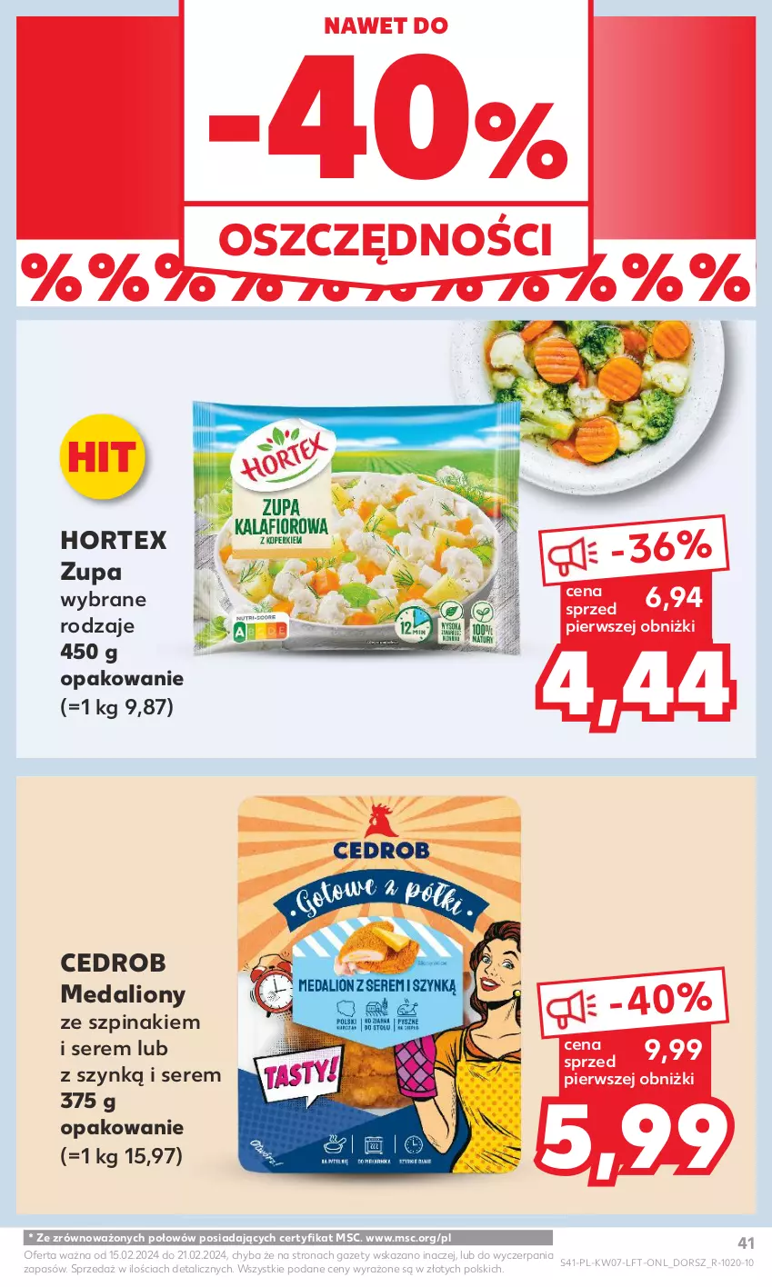 Gazetka promocyjna Kaufland - Gazetka tygodnia - ważna 15.02 do 21.02.2024 - strona 41 - produkty: Dorsz, Hortex, Lion, Ser, Szpinak, Zupa