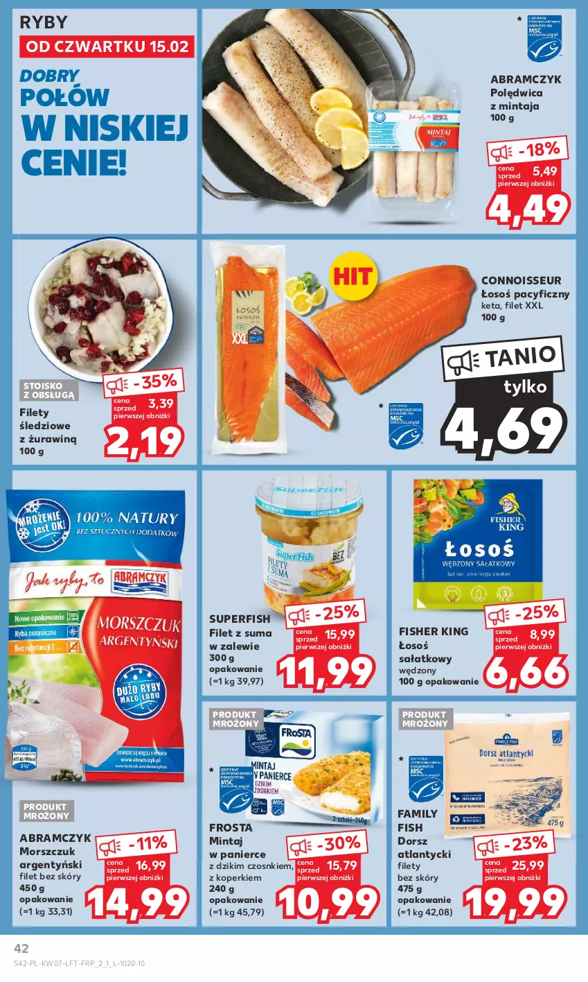 Gazetka promocyjna Kaufland - Gazetka tygodnia - ważna 15.02 do 21.02.2024 - strona 42 - produkty: Dorsz, Fa, Filet z suma, Frosta, Mintaj, Polędwica, Sałat