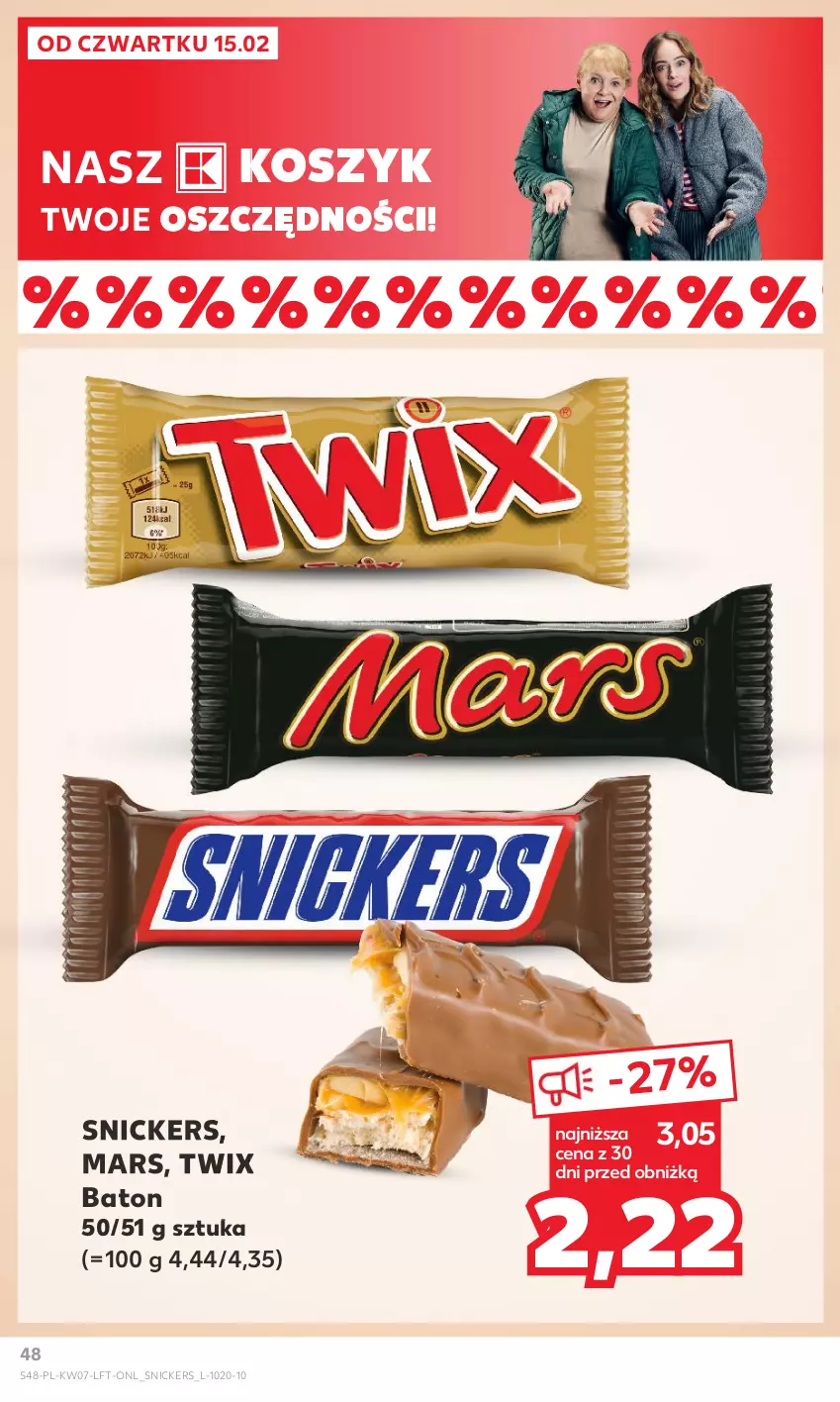 Gazetka promocyjna Kaufland - Gazetka tygodnia - ważna 15.02 do 21.02.2024 - strona 48 - produkty: Baton, Kosz, Mars, Snickers, Twix