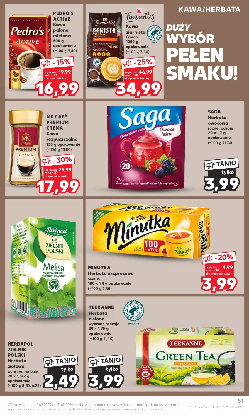 Gazetka promocyjna Kaufland - Gazetka tygodnia - ważna 15.02 do 21.02.2024 - strona 51 - produkty: Herbapol, Herbata, Herbata owocowa, Kawa, Kawa rozpuszczalna, Kawa ziarnista, Saga, Teekanne