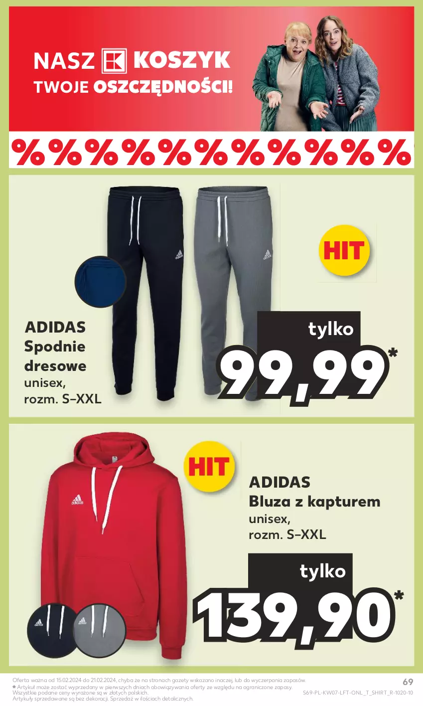 Gazetka promocyjna Kaufland - Gazetka tygodnia - ważna 15.02 do 21.02.2024 - strona 69 - produkty: Adidas, Bluza, Bluza z kapturem, Dres, Gra, Kosz, Spodnie, Spodnie dresowe