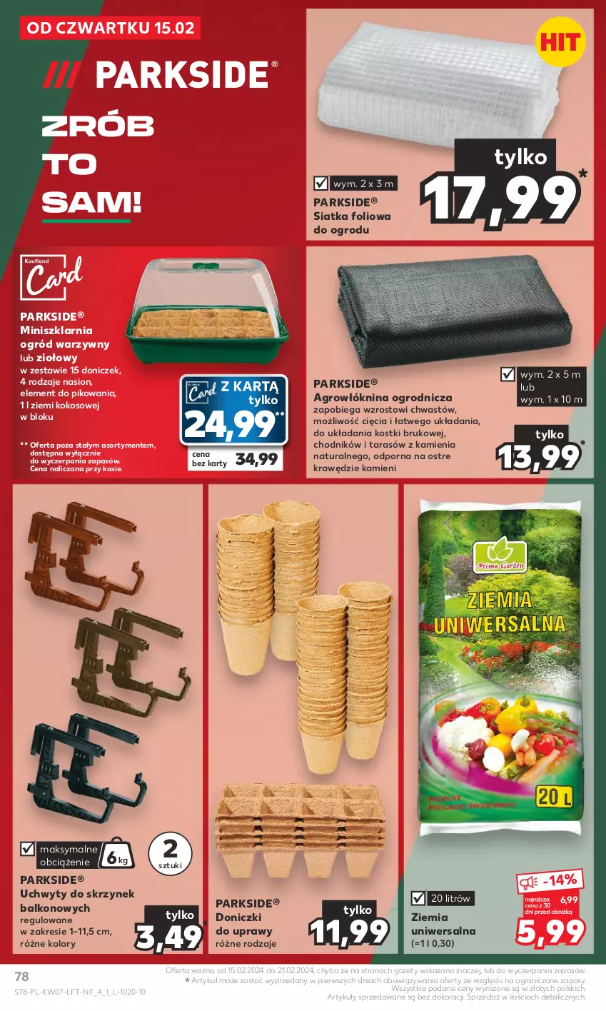 Gazetka promocyjna Kaufland - Gazetka tygodnia - ważna 15.02 do 21.02.2024 - strona 78 - produkty: Chodnik, Gra, Kokos, Ogród, Parkside, Por, Siatka, Uchwyty