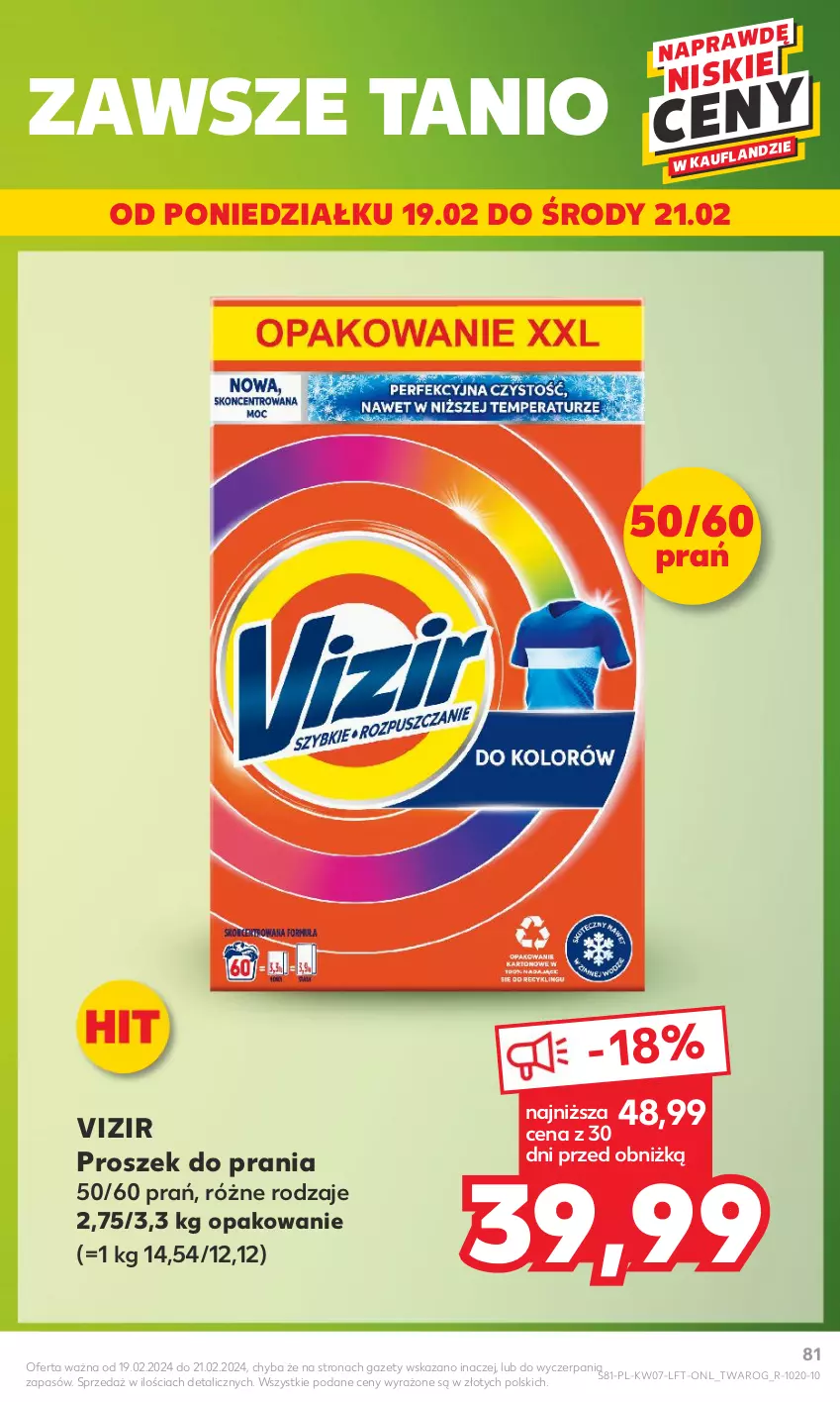 Gazetka promocyjna Kaufland - Gazetka tygodnia - ważna 15.02 do 21.02.2024 - strona 81 - produkty: Proszek do prania, Vizir