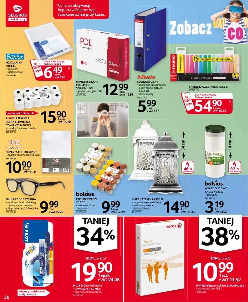 Gazetka promocyjna Selgros - Oferta przemysłowa - ważna 21.01 do 03.02.2021 - strona 30 - produkty: Gra, Kosz, Latarenka, LG, Mop, Okulary do czytania, Olej, Papier, Podgrzewacze, Por, Rama, Ser, Wkład olejowy, Znicz