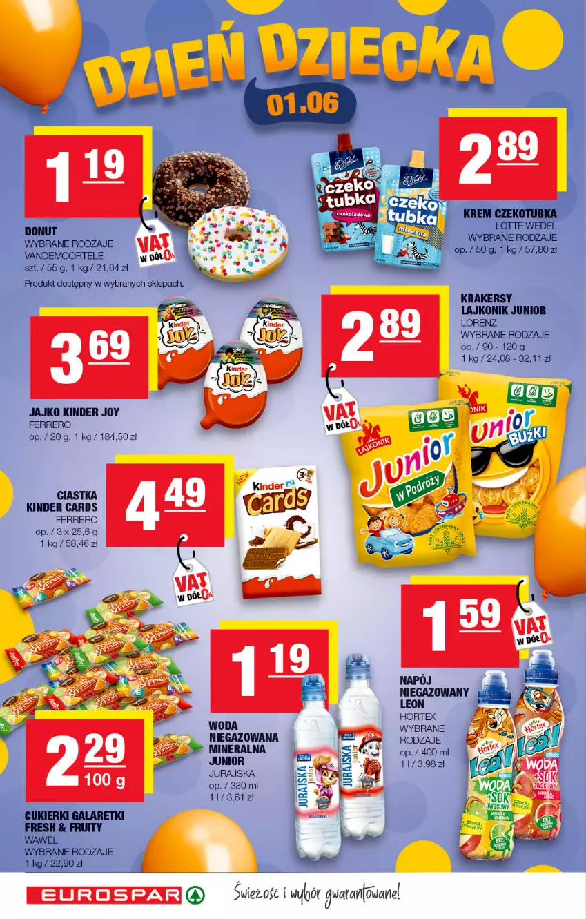 Gazetka promocyjna Spar - EuroSpar - ważna 29.05 do 08.06.2022 - strona 10 - produkty: Ciastka, Cukier, Cukierki, Donut, Ferrero, Gala, Galaretki, Kinder, Krakersy, Lajkonik, Lorenz, Wawel, Woda, Woda niegazowana