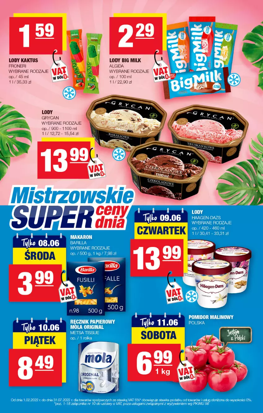 Gazetka promocyjna Spar - EuroSpar - ważna 29.05 do 08.06.2022 - strona 11 - produkty: Algida, Big Milk, Gry, Kaktus, LG, Lody