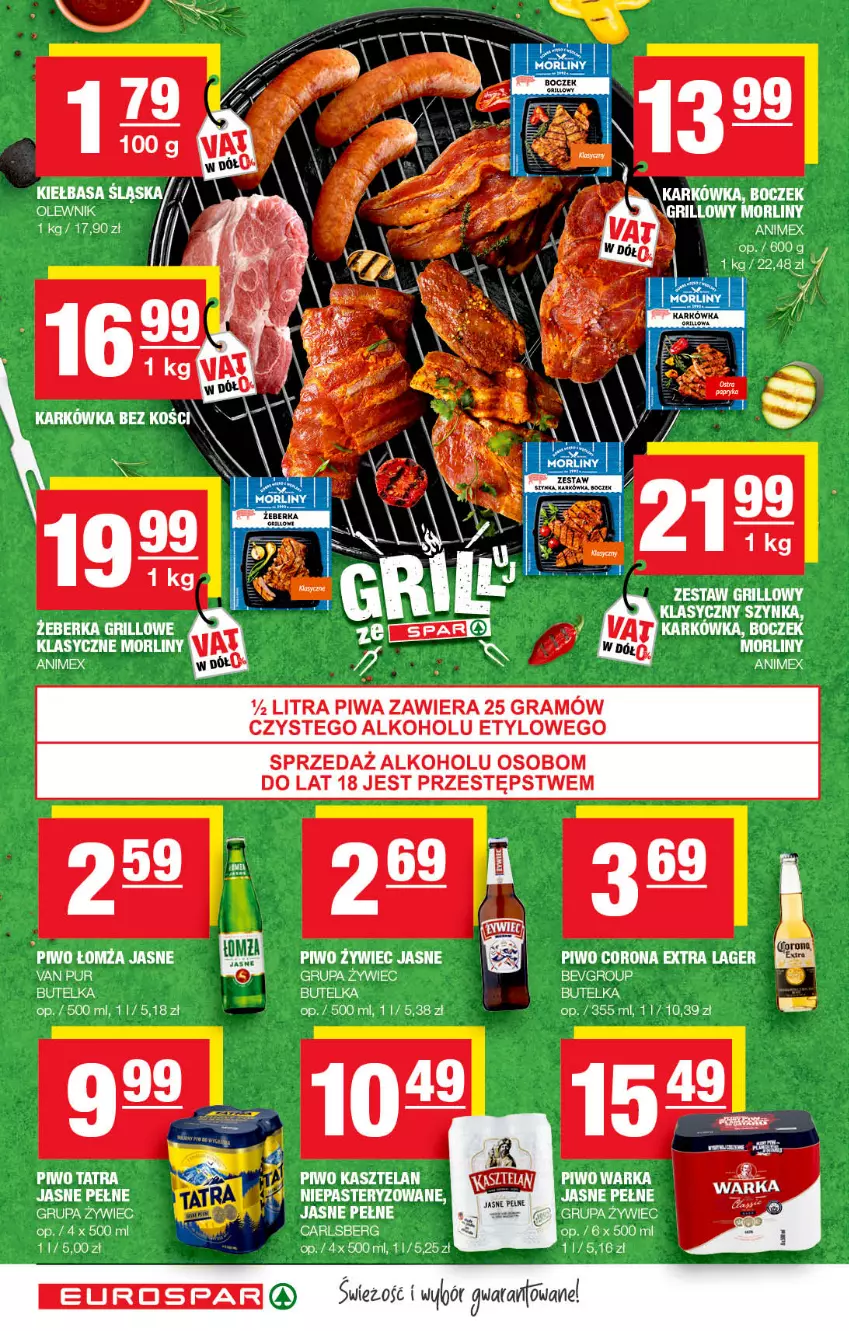 Gazetka promocyjna Spar - EuroSpar - ważna 29.05 do 08.06.2022 - strona 8 - produkty: Boczek, Carlsberg, Corona Extra, Gra, Grill, Kasztelan, Kiełbasa, LG, Morliny, Olewnik, Piwa, Piwo, Pur, Szynka, Tatra, Warka, Wazon