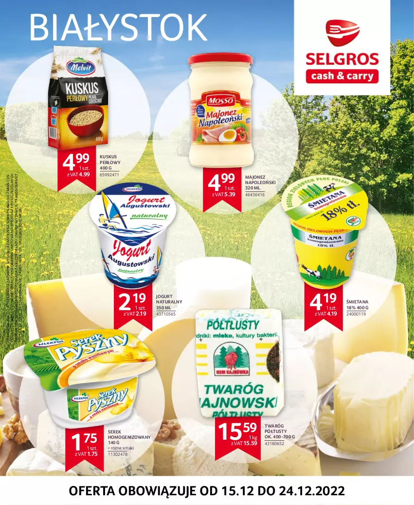 Gazetka promocyjna Selgros - Oferta regionalna - ważna 03.11 do 24.12.2022 - strona 1 - produkty: Fa, Jogurt, Jogurt naturalny, Kuskus, Majonez, Oleo, Ser, Serek, Serek homogenizowany, Tran, Twaróg