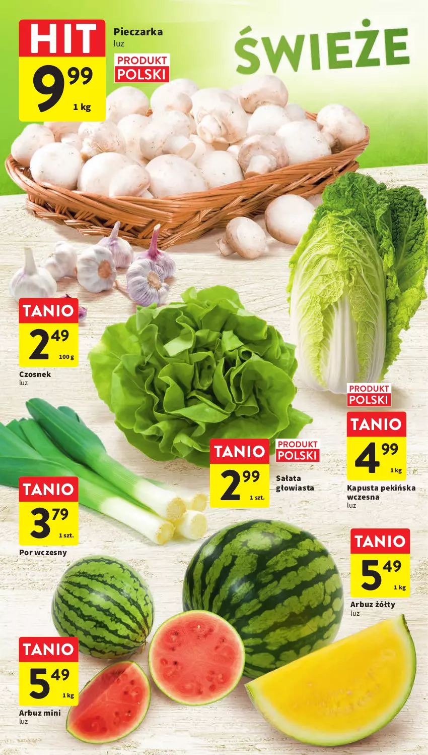 Gazetka promocyjna Intermarche - Gazetka Intermarche - ważna 06.07 do 12.07.2023 - strona 12 - produkty: Arbuz, Czosnek, Piec, Pieczarka, Por, Sałat