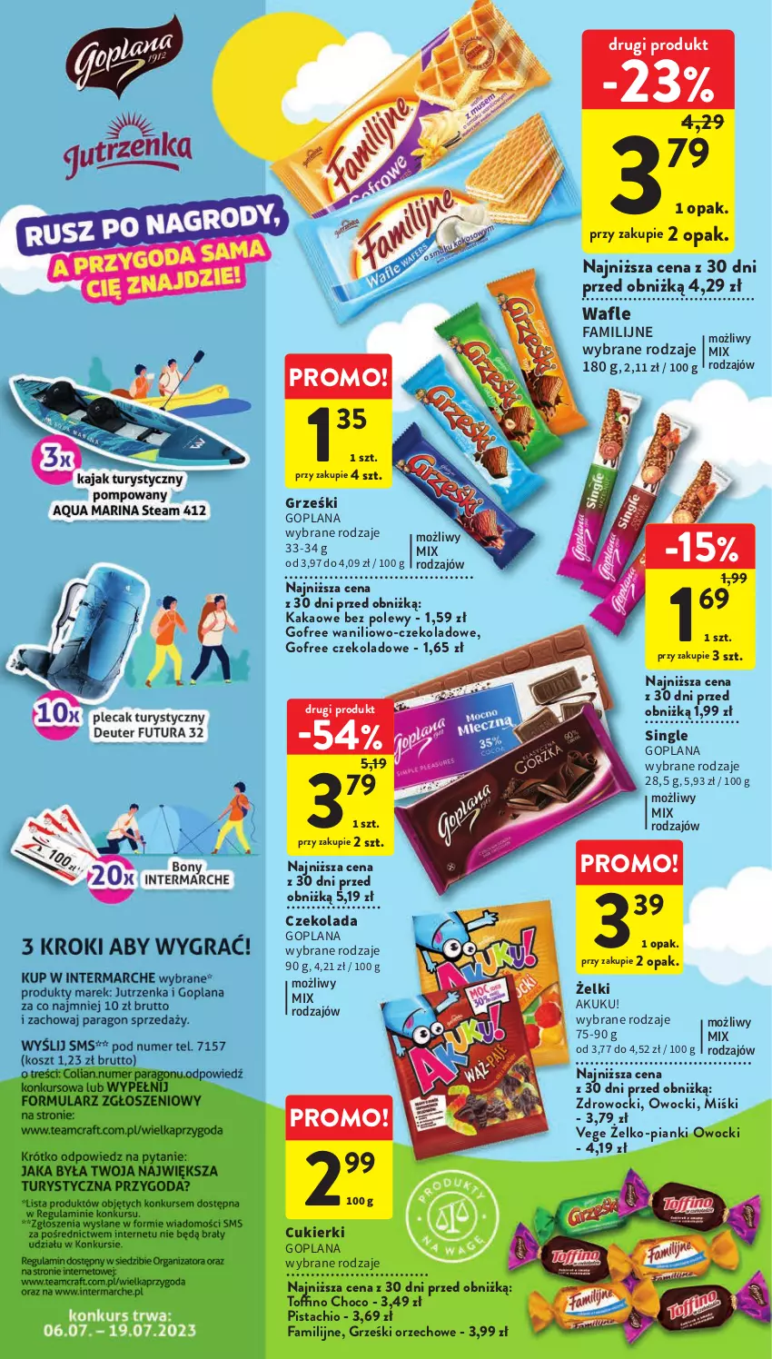 Gazetka promocyjna Intermarche - Gazetka Intermarche - ważna 06.07 do 12.07.2023 - strona 28 - produkty: Cukier, Cukierki, Czekolada, Fa, Goplana, Grześki, Kakao, LANA, Toffino, Wafle