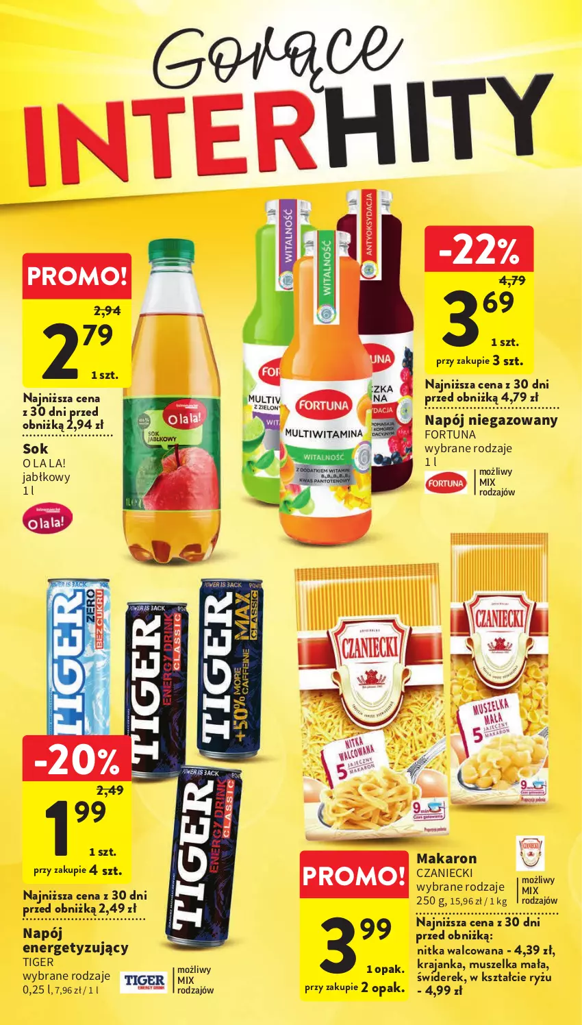 Gazetka promocyjna Intermarche - Gazetka Intermarche - ważna 06.07 do 12.07.2023 - strona 4 - produkty: Fortuna, Makaron, Mus, Napój, Napój niegazowany, Ryż, Sok, Tiger