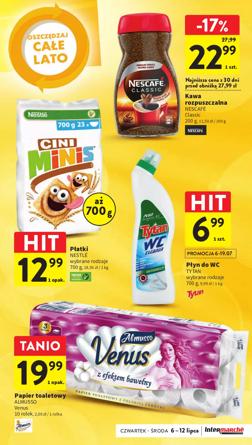 Gazetka promocyjna Intermarche - Gazetka Intermarche - ważna 06.07 do 12.07.2023 - strona 5 - produkty: Kawa, Kawa rozpuszczalna, Mus, Nescafé, Nestlé, Papier, Papier toaletowy, Płyn do wc, Tytan, Venus