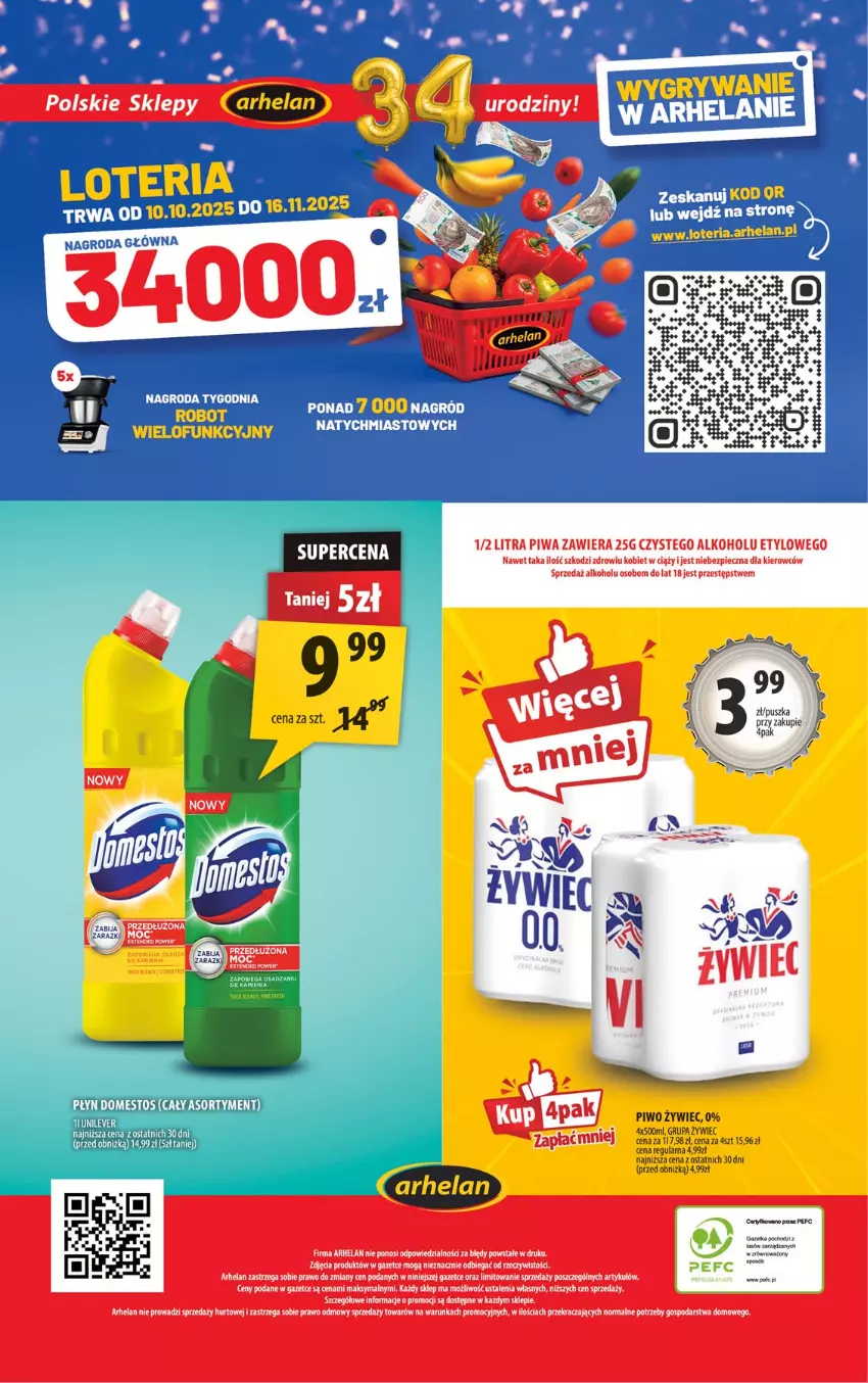 Gazetka promocyjna Arhelan - Gazetka - ważna 07.11 do 16.11.2025 - strona 20 - produkty: Domestos, Piec, Piwa