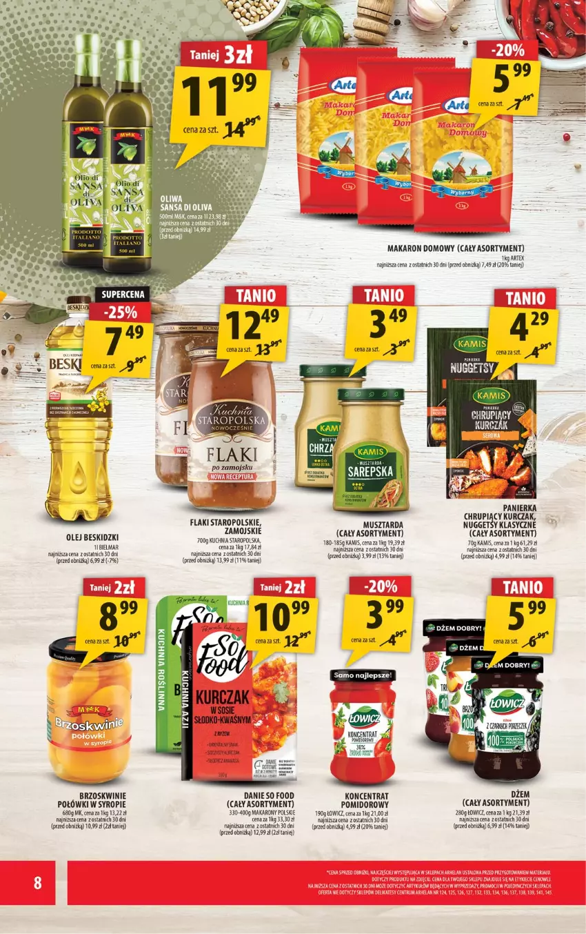 Gazetka promocyjna Arhelan - Gazetka - ważna 07.11 do 16.11.2025 - strona 8 - produkty: Beskidzki, Brzoskwinie, Dżem, Fa, Flaki, Gin, Kamis, Koncentrat pomidorowy, Kuchnia, Kuchnia Staropolska, Kurczak, Makaron, Mus, Musztarda, Olej, Ryż, Syrop