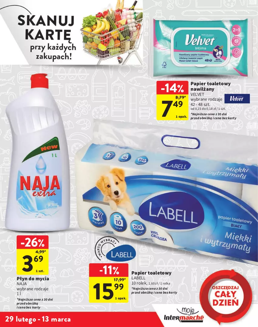 Gazetka promocyjna Intermarche - Gazetka Intermarche - ważna 29.02 do 13.03.2024 - strona 21 - produkty: Bell, Nawilżany papier, Papier, Papier toaletowy, Płyn do mycia, Velvet