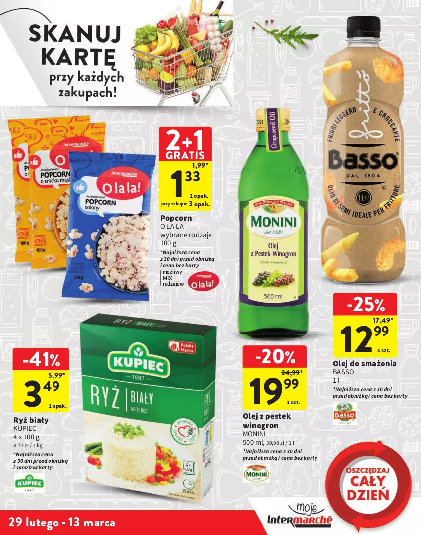 Gazetka promocyjna Intermarche - Gazetka Intermarche - ważna 29.02 do 13.03.2024 - strona 7 - produkty: Gra, Kupiec, Monini, Olej, Piec, Popcorn, Ryż, Ryż biały, Stek, Wino