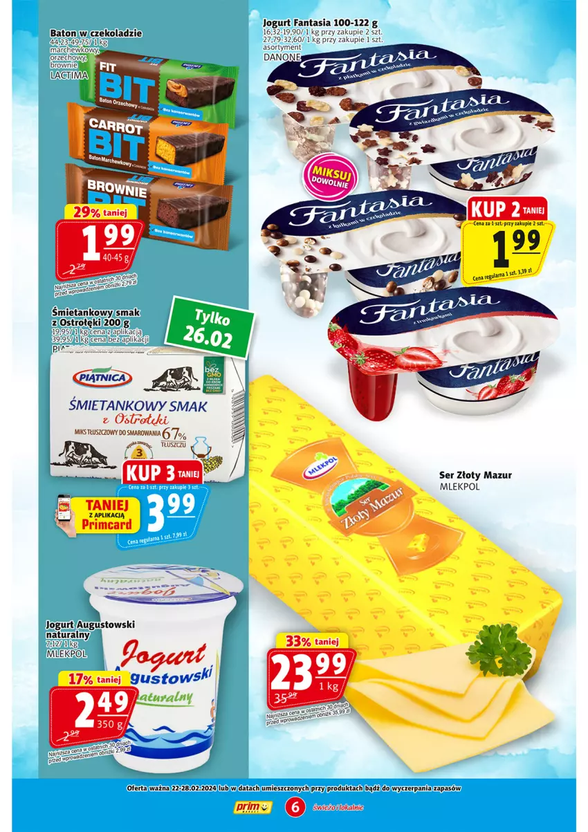 Gazetka promocyjna Prim Market - ważna 22.02 do 28.02.2024 - strona 6 - produkty: Baton, Brownie, Fa, Fanta, Gra, Jogurt, Ser, Złoty Mazur