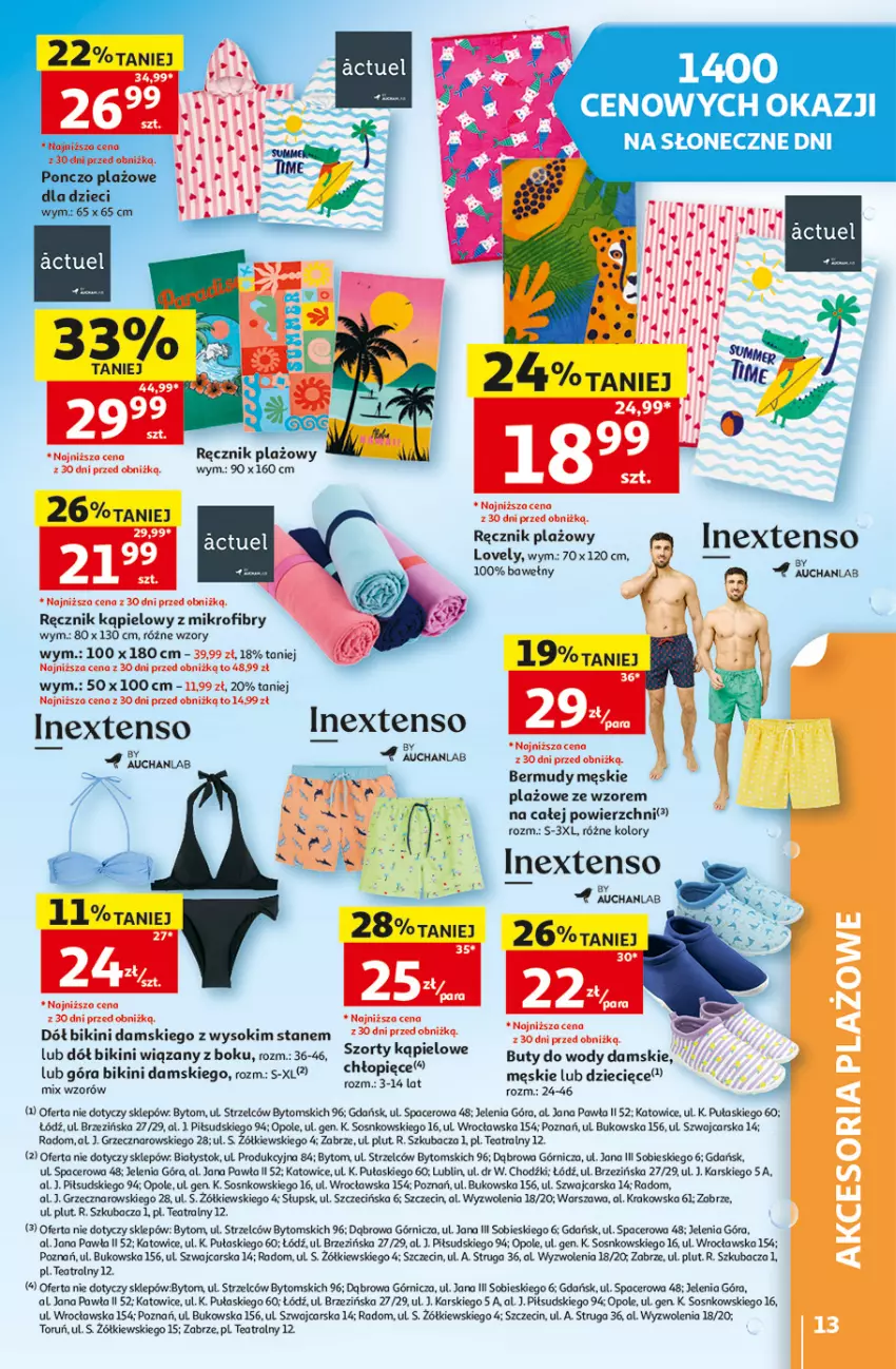Gazetka promocyjna Auchan - Gazetka 30 Lat Hipermarket Auchan - ważna 18.06 do 24.06.2026 - strona 13 - produkty: Acer, Bermudy, Bikini, Cars, Dzieci, Fa, Lovely, Ręcznik, Ręcznik kąpielowy, Sok, Sos, Szorty