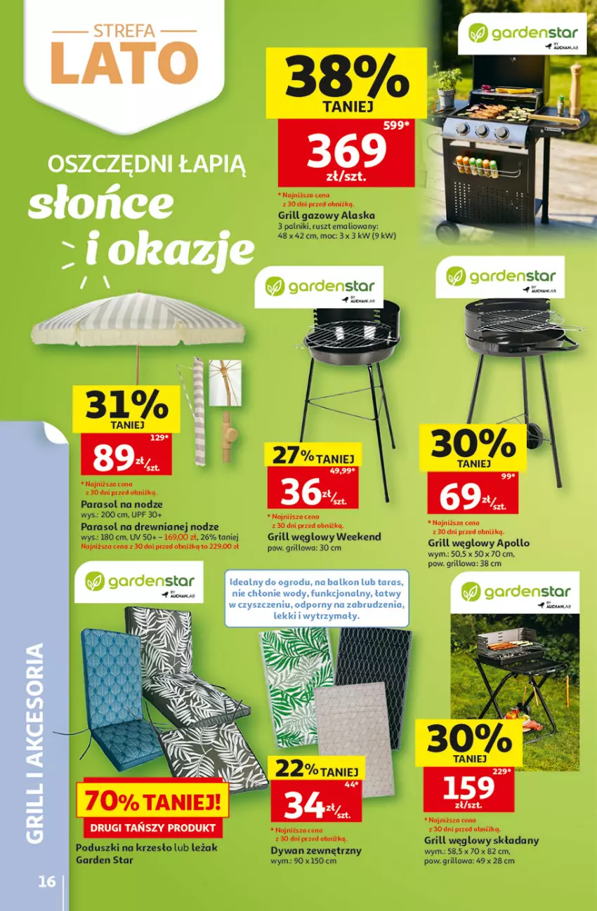 Gazetka promocyjna Auchan - Gazetka 30 Lat Hipermarket Auchan - ważna 18.06 do 24.06.2026 - strona 16 - produkty: Dywan, Grill, Grill gazowy, Krzesło, Parasol, Por