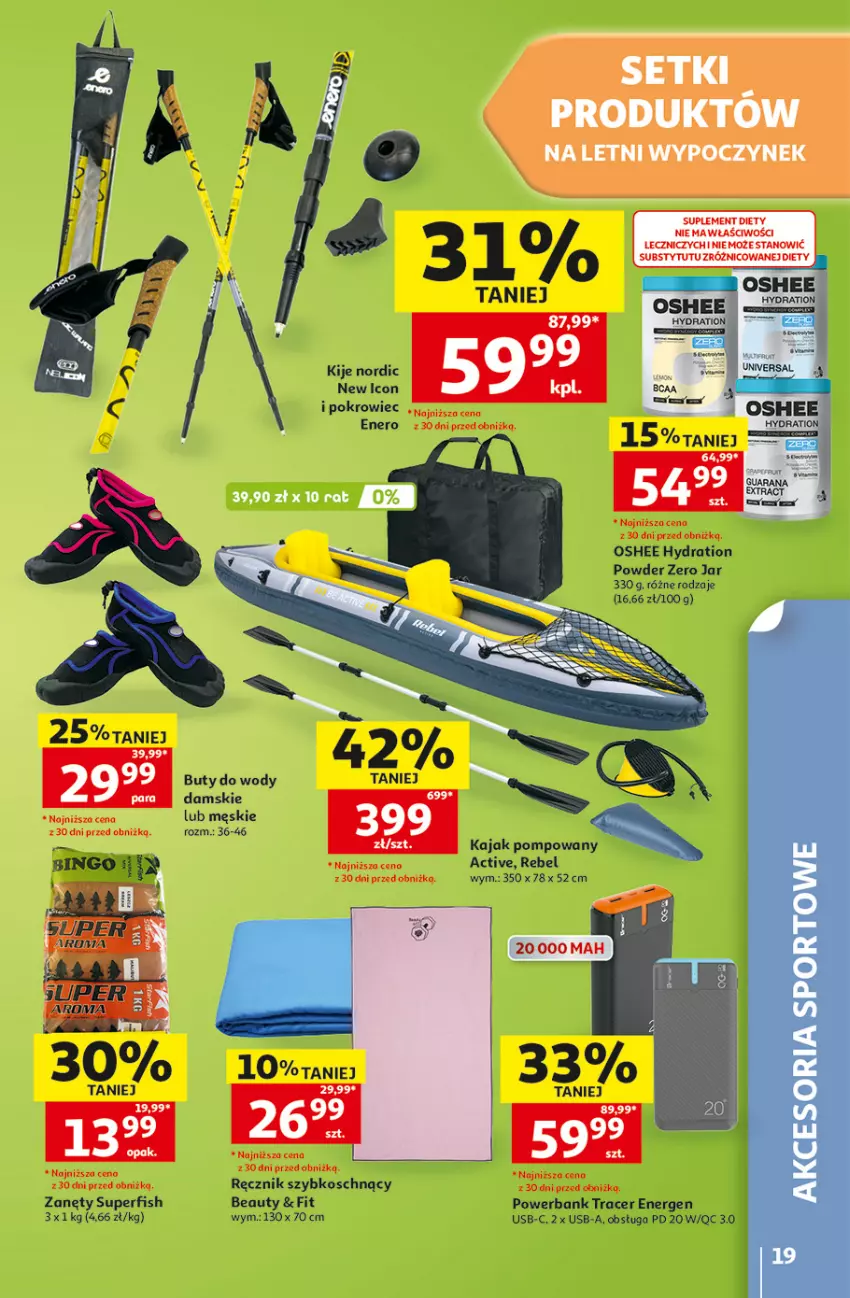 Gazetka promocyjna Auchan - Gazetka 30 Lat Hipermarket Auchan - ważna 18.06 do 24.06.2026 - strona 19 - produkty: Acer, Buty, Kije, Oshee, Pokrowiec, Powerbank