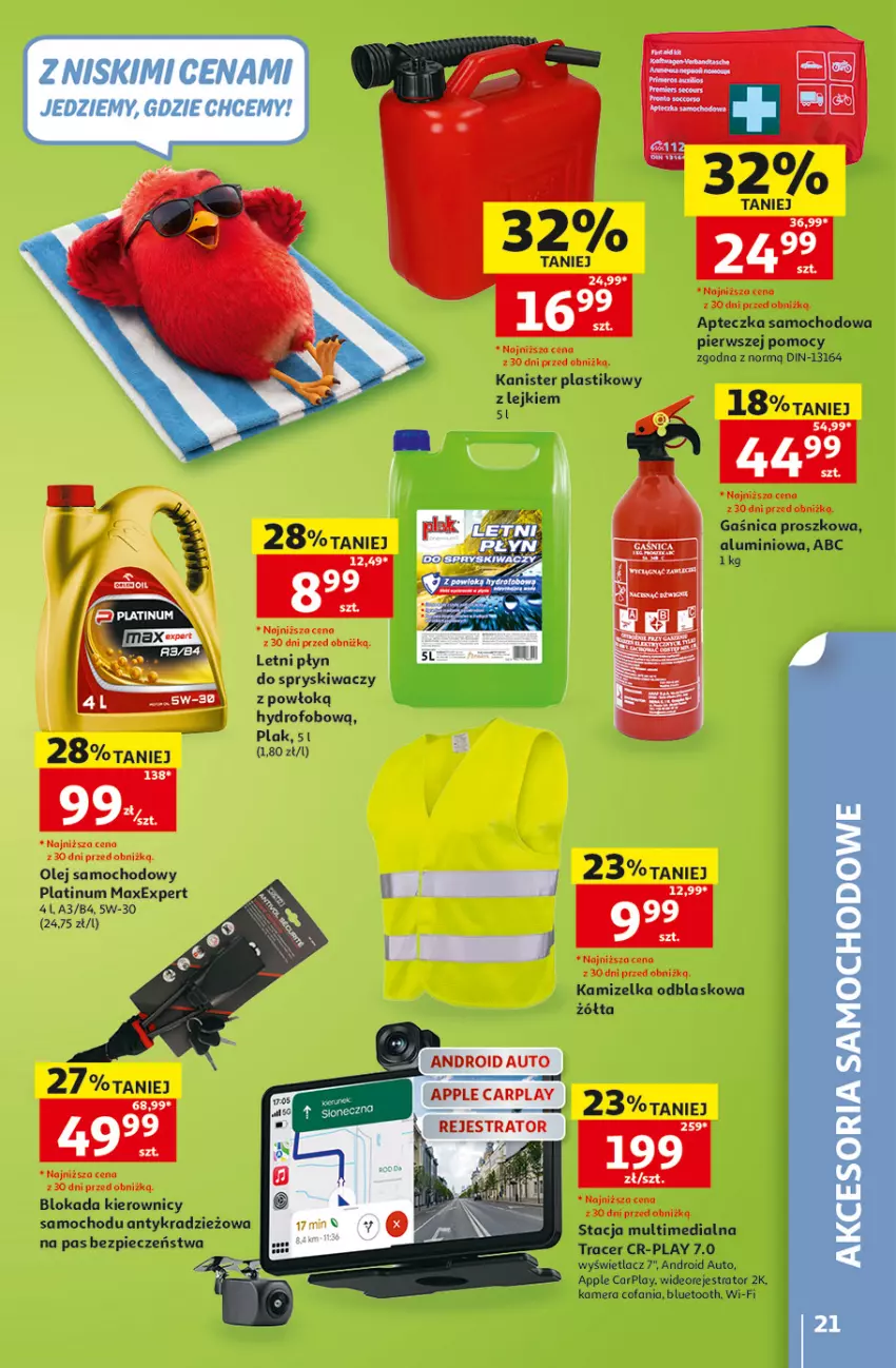 Gazetka promocyjna Auchan - Gazetka 30 Lat Hipermarket Auchan - ważna 18.06 do 24.06.2026 - strona 21 - produkty: Acer, Apteczka samochodowa, Fa, Gaśnica, Kamera, Kamizelka, Kamizelka odblaskowa, Olej, Piec, Wideorejestrator