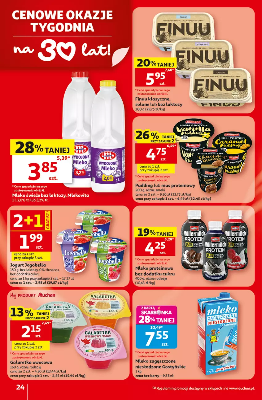Gazetka promocyjna Auchan - Gazetka 30 Lat Hipermarket Auchan - ważna 18.06 do 24.06.2026 - strona 24 - produkty: Bell, Bella, Fa, Finuu, Gala, Galaretka, Jogobella, Jogurt, Mleko, Mus, Pudding