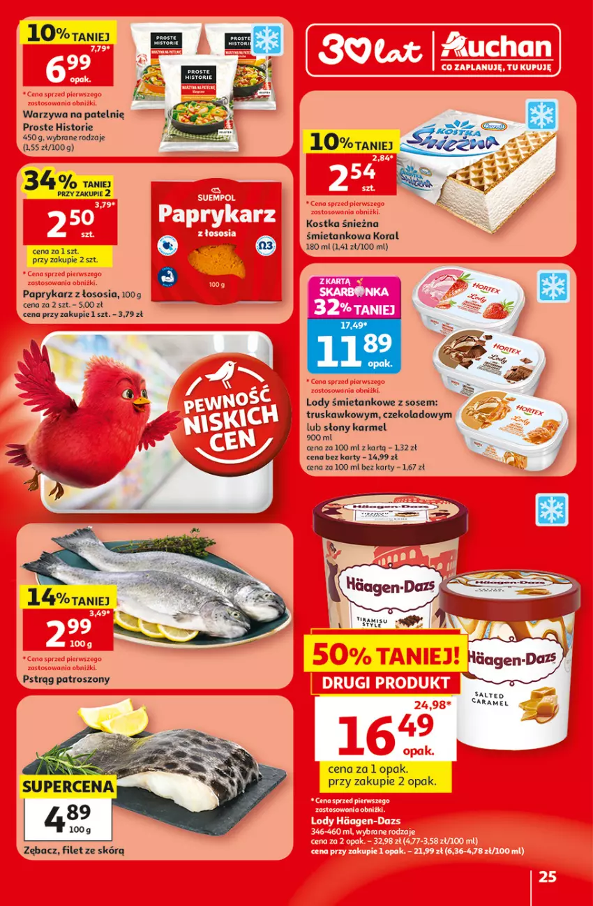 Gazetka promocyjna Auchan - Gazetka 30 Lat Hipermarket Auchan - ważna 18.06 do 24.06.2026 - strona 25 - produkty: Lody, Papryka, Paprykarz, Pstrąg, Sos, Warzywa