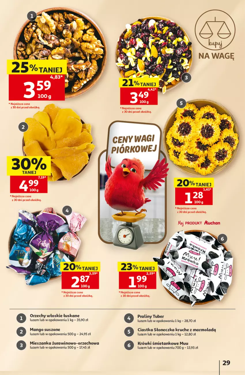 Gazetka promocyjna Auchan - Gazetka 30 Lat Hipermarket Auchan - ważna 18.06 do 24.06.2026 - strona 29 - produkty: Ciastka, Mango, Mango suszone, Mola, Orzechy włoskie, Praliny, Wagi, Wino