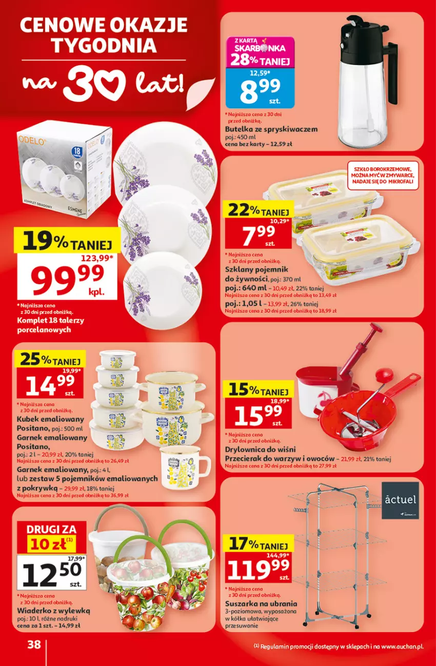 Gazetka promocyjna Auchan - Gazetka 30 Lat Hipermarket Auchan - ważna 18.06 do 24.06.2026 - strona 38 - produkty: AEG, Butelka ze spryskiwaczem, Garnek, Kubek, Pojemnik, Suszarka, Ubrania