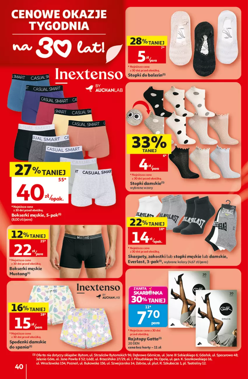 Gazetka promocyjna Auchan - Gazetka 30 Lat Hipermarket Auchan - ważna 18.06 do 24.06.2026 - strona 40 - produkty: Bokserki, Gatta, Karp, Mus, Ser, Top