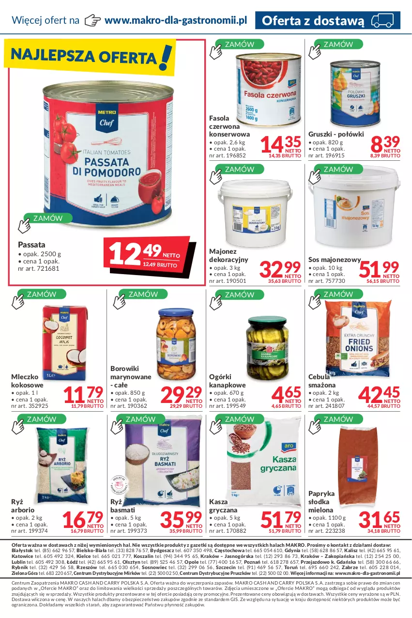 Gazetka promocyjna Makro - [Oferta promocyjna] Dostawa - ważna 08.02 do 07.03.2022 - strona 8 - produkty: Borowiki, Borowiki marynowane, Cebula, Cebula smażona, Fa, Fasola, Gra, Gruszki, Gry, Kasza, Kasza gryczana, Kokos, Kosz, Majonez, Mleczko, Papryka, Papryka słodka, Piec, Rum, Ryż, Ryż basmati, Ser, Sos, Szal