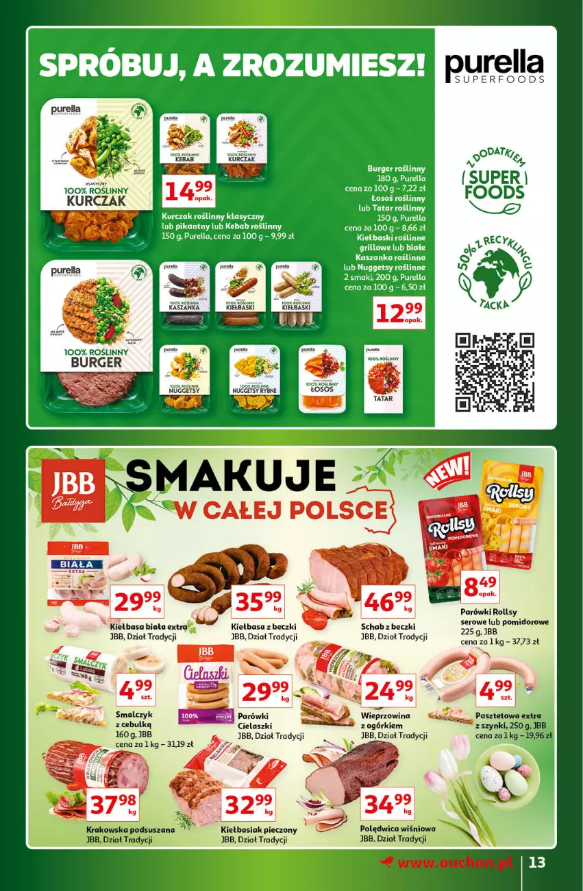 Gazetka promocyjna Auchan - Gazetka Znane Marki Lubiane Hipermarket Auchan - ważna 30.03 do 08.04.2023 - strona 13 - produkty: Basia, Inka, Kasza, Kaszanka, Kebab, Kiełbasa, Kiełbasa biała, Kurczak, Parówki, Pasztet, Piec, Polędwica, Por, Pur, Ser, Wieprzowina