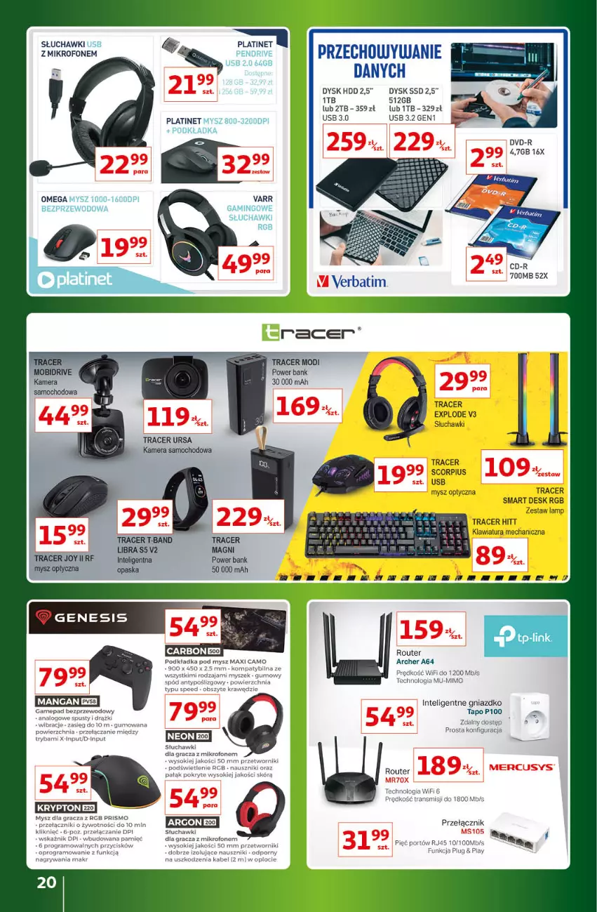 Gazetka promocyjna Auchan - Gazetka Znane Marki Lubiane Hipermarket Auchan - ważna 30.03 do 08.04.2023 - strona 20 - produkty: Acer, Fa, Gra, Gry, Intel, Klawiatura, Mikrofon, Mysz, Mysz optyczna, Podkład, Podkładka, Podkładka pod mysz, Por, Router, Ryba, Słuchawki, Sok, Tran