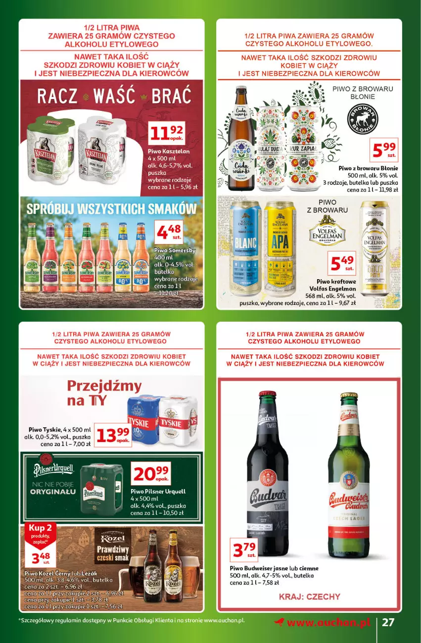 Gazetka promocyjna Auchan - Gazetka Znane Marki Lubiane Hipermarket Auchan - ważna 30.03 do 08.04.2023 - strona 27 - produkty: Fa, Pilsner Urquell, Piwo, Ser, Tyskie