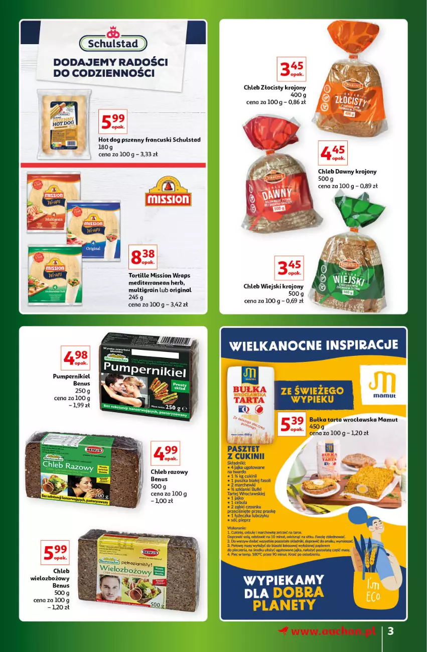 Gazetka promocyjna Auchan - Gazetka Znane Marki Lubiane Hipermarket Auchan - ważna 30.03 do 08.04.2023 - strona 3 - produkty: Bułka, Bułka tarta, Cebula, Chleb, Fa, Gin, Gra, Hot dog, Lanki, Papier, Pasztet, Piec, Pieprz, Sól, Tarta