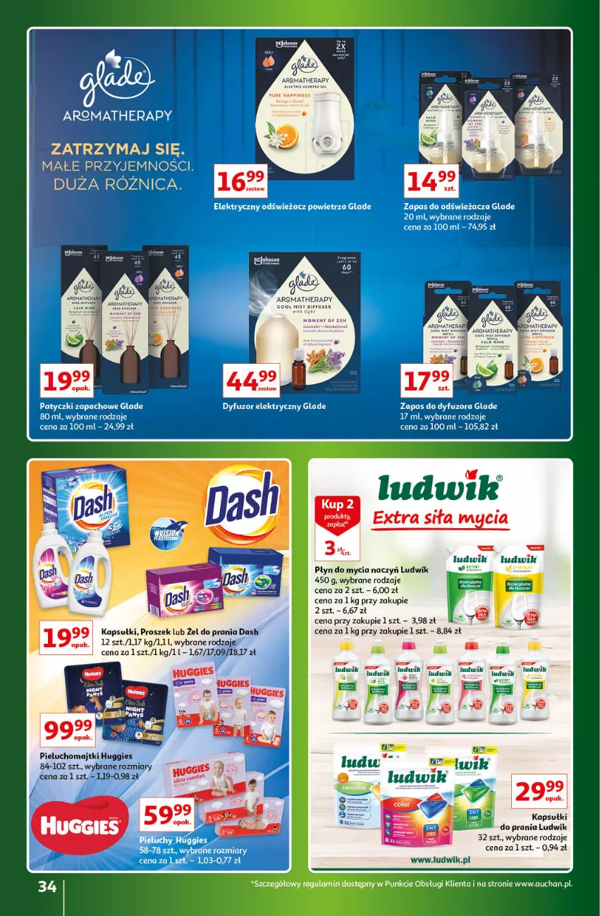 Gazetka promocyjna Auchan - Gazetka Znane Marki Lubiane Hipermarket Auchan - ważna 30.03 do 08.04.2023 - strona 34 - produkty: Do mycia naczyń, Huggies, Ludwik, Majtki, Pieluchomajtki, Płyn do mycia, Płyn do mycia naczyń, Pur, Ser