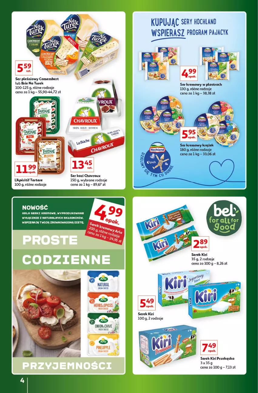 Gazetka promocyjna Auchan - Gazetka Znane Marki Lubiane Hipermarket Auchan - ważna 30.03 do 08.04.2023 - strona 4 - produkty: Brie, Camembert, Gra, Hochland, Pajac, Ser, Ser kozi, Ser pleśniowy, Serek, Tarta, Tartare