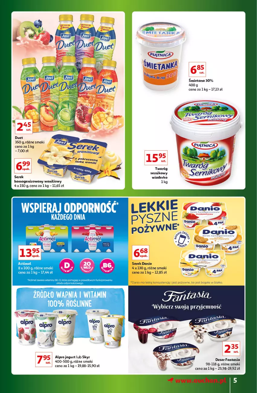 Gazetka promocyjna Auchan - Gazetka Znane Marki Lubiane Hipermarket Auchan - ważna 30.03 do 08.04.2023 - strona 5 - produkty: Alpro, Danio, Deser, Fa, Fanta, Jogurt, Ser, Serek, Twaróg