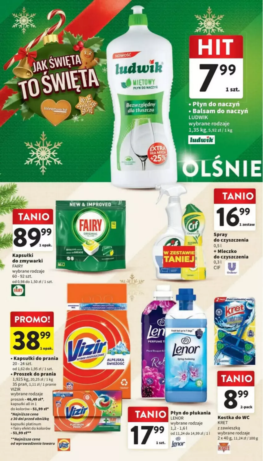 Gazetka promocyjna Intermarche - ważna 19.12 do 23.12.2023 - strona 39 - produkty: Fa, Fairy, Kapsułki do prania, Kostka do wc, Kret, Lenor, Ludwik, Mleczko, Płyn do płukania, Proszek do prania, Vizir, Zmywarki